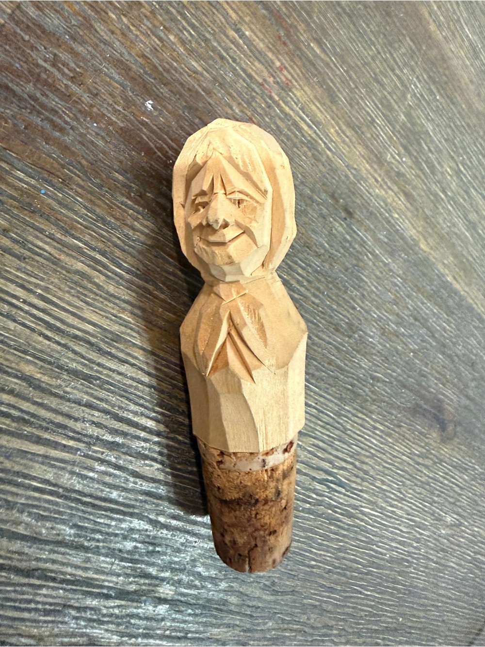 Hand-Carved Wooden Bottle Stopper - Natural Wood